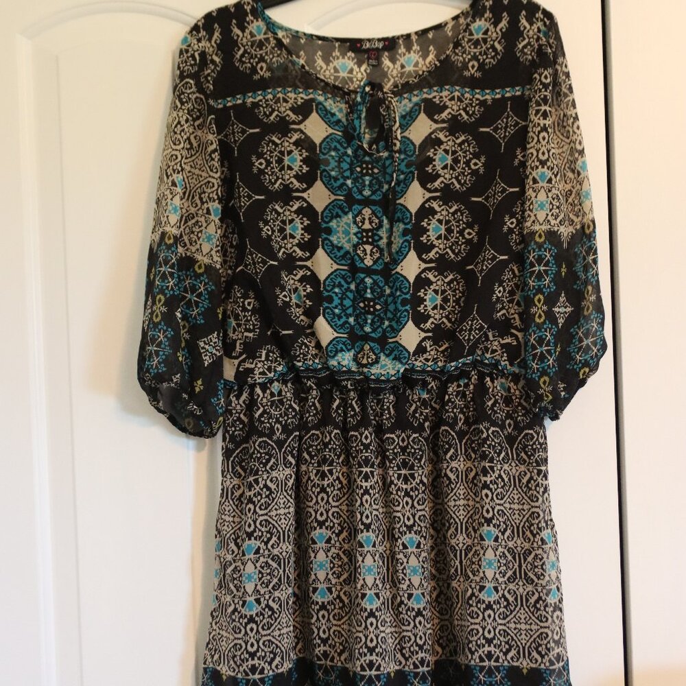 BeBop Lightweight Flowy Colorful Elastic Waist Lined Dress Size Large